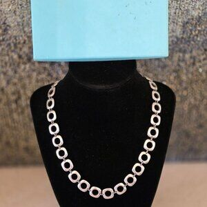 TIFFANY & CO Sterling silver square cushion chain link toggle necklace